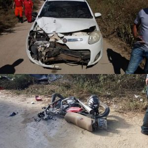 Tauá: Motocicleta pega fogo ao colidir com carro